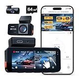 VIRROW X5 Dash Cam Front and Rear 4K + 2K, 170° + 165° Wide Angle, Free 64GB Card, Night Vision, Built-in Wi-Fi, 24H Parking Mode, 3.39" IPS Touch Screen,Dash Camera for Cars