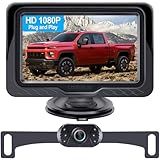 Backup Camera Easy Setup Plug-Play: HD 1080P No-Delay Waterproof - Clear Night Vision Rear View Camera with Monitor for Car Truck SUV - LK3