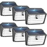 Solar Motion Lights Outdoor, Ultra Bright Solar Fence Lights with Motion Sensor, IP65 Waterproof Security Light 3 Modes, 270° Lighting Angle, Wall Lights for Deck Patio Fence Garage Door (6 Packs)