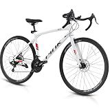Pipleo Road Bike, 700C City Commuter Bicycle, 21 Speeds Shimano Drivetrain Sport Racing Bike, Light Weight Aluminum Frame, Urban Bike for Men Women Adult Bicycle (White, Frame Size 49CM)