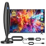 TV Antenna for Smart TV Indoor, Digital Antenna for Local Channels, Support 4k 1080p with Strong Magnetic Base, Long Range Reception with Amplifier Signal Booster for Old/HD TVs