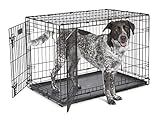 MidWest Homes for Pets 36-Inch iCrate for Medium-Large Breeds, 41-70 lbs, Double Door Folding Dog Crate with Divider Panel, Leak-Proof Tray & Secure Latches, Portable, Durable & Easy to Assemble