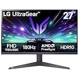 LG 27GS50F-B 27-inch FHD (1920 x 1080) Ultragear Gaming Monitor with 180Hz, 1ms MBR, HDR10, AMD FreeSync, HDMI, DisplayPort, 3-Side Virtually Borderless Design, Black