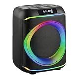 QAU Portable Speaker, 80W Outdoor Speakers with Rich Bass, RGB Lights, Colorful Light, TWS Pairing, EQ, Outdoor Speakers for Home Party Gift (Black)