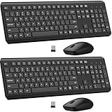 Wireless Keyboard and Mouse Combo, Full Size Silent Ergonomic Keyboard and Mouse, Long Battery Life, Optical Mouse, 2.4G Lag-Free Cordless Mice Keyboard for Computer, Mac, Laptop, PC, Window(2 Pack)