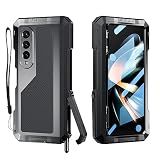 Libeagle Compatible with Samsung Galaxy Z Fold 4 Case with Metal Bumper Premium Rugged Heavy Duty Shockproof Protective [S Pen Holder] [Hinge Protection] [Screen Protector] Stand Cover 5G 2022-Black