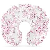 DILIMI Nursing Pillow Cover, Removable Ruffled Pillowcase for Breastfeeding Pillows, Ultra Soft Comfortable Slipcover for Baby Girl and Boy, Pink Floral