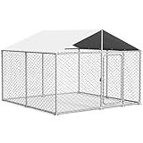 7.8 x 7.8ft Heavy Duty Dog Kennel Outdoor Outside, Galvanized Steel Dog Crate with Roof - Secure Outdoor House for Large Breed Dogs