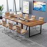 Tribesigns 8FT Conference Table, 94.49 L x 47.24 W x 29.53 H Inches Large Meeting Podcast Table for 10 People, Business Style Wooden Training Table with Strong Metal Frame for Office Conference