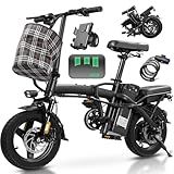 Electric Bike for Adults Teens, Commuter City Folding ebike with 560W Motor and 48V Battery, 24MPH 3-Level Pedals Assist, Dual Disc Brakes,14" Compact Foldable Electric Bicycle with Phone Holder