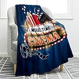 Jekeno Movie Clapboard Gifts Throw Blanket, Theater Home Film Cinema Decor Popcorn Gifts for Women Men Movie Lover Adult Boy Girl Director Acting Gift