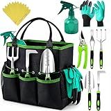 Heavy Duty Gardening Tools - Gardening Gifts for Women, Men, Mom, Dad - Durable, Ergonomic Garden Tools Set (Green)