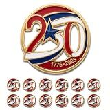 1/12/24/36/50/100PCS USA 250th Anniversary Merchandise Enamel Pins 1.25" Gold Plated 1776-2026 Commemorative Lapel Pin Bulk Set for Celebrations