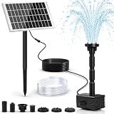 Jbobbju 7.5W Solar Fountain Pump, Independent Solar Panel Bird Bath Fountain with 6 Nozzles, 6.56FT Water Hose & 16.4FT Power Cord, DIY Adjustable Water Feature Pump for Garden Pond Patio Decoration