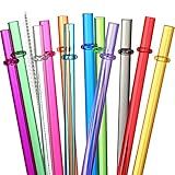 24 PCS, Reusable Straws with 4 Brushes, 10.5" Long Tritan Hard Plastic Straws, 12 Colors Translucent Replacement Drinking for 16OZ-32 OZ Tumblers, Cups, Jars, Stanley, YETI, Starbucks, BPA Free