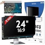 Peslv [2-Pack] 24 Inch Privacy Screen for Computer Monitor 16:9 Aspect Ratio, Eye Protection Anti Blue Light Glare Shield, 24inch Removable Black Blackout Anti Spy Desktop Security Private Filter