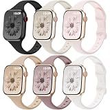 Slimband 6 Pack Thin Silicone Compatible with Apple Watch Bands Women Men