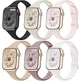 6 Pack Thin Bands Compatible with Apple Watch Band 38mm 40mm 41mm 42mm 44mm 45mm 46mm 49mm Women Men, Sport Silicone Strap Slim Wristband for iWatch Series 11 10 9 8 SE 7 6 5 4 3 2 1 Ultra