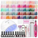 COSCELIA 53pcs Gel Nail Polish Kit with U V light and Drill Starter Kit 35 Colors Gel Nail Polish with 5pcs Top Base Coat Nail Art Professional Gel Manicure Kits Gifts for Women Teens Girls