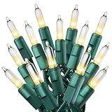 PREXTEX 100 Count Clear Christmas Lights - 20 ft Ultra Bright String Lights with Green Wire for Indoor and Outdoor Use, Christmas Trees, Holidays, Patios and Garden