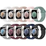 10 Pack Silicone Bands Compatible with Apple Watch 38mm 40mm 41mm 42mm 44mm 45mm 46mm 49mm Women Men, Soft Waterproof Replacement Wrist Sport Band for iWatch Series 11 10 9 8 7 6 5 4 3 2 1 SE Ultra