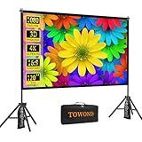 TOWOND Projector Screen with Stand,120 inches Indoor Projector Screen Outdoor Portable 16:9 4K HD Rear Front Projection Movie Screen with Carry Bag Wrinkle-Free Design for Backyard Theater