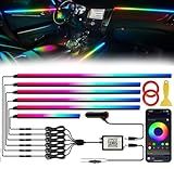 Acrylic Interior Car LED Lights with Wireless APP 6 in 1,Ambient Lighting Kits Fiber Optic Strip LEDs,16 Million Colors Music&DIY Function, Car Decorations Interior Accessories Gifts for Women Men
