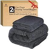 Microfiber Towels For Cars 2-Pack Car Drying Towel 1300 Gsm Ultra-Large Soft Microfiber 35" x 27.5" & 19.7" x 11.8" Towels Are Great For Car And Home Cleanups No Streaks, Scratches Or Water Spots