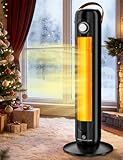 HETRAROOT Outdoor Heaters for Patio w/4 Modes, 350Sq.ft 1S Heating, 1500W PTC Ceramic Electric Patio Heater for Outdoor Use, Overheating & Tip-Over Protection, Space Heaters for Indoor Use Large Room