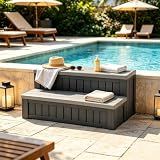 Fancyango Hot Tub Steps with Storage 36.6" L Two-Tone Gray & Black