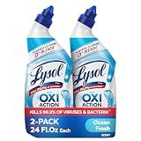 Lysol Toilet Bowl Cleaner Clinging Gel, OXI Action, 0% Bleach, 24 oz, 2Pack
