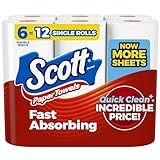 Scott Paper Towels, Choose-A-Sheet, 6 Double Rolls = 12 Regular Rolls (108 Sheets Per Roll)