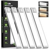 MCGOR 5 Pack 10inch Under Cabinet Lighting, Rechargeable Motion Sensor Light Indoor with 3 Color Temps, Dimmable Magnetic Led Closet Lights, Wireless Under Counter Lights for Kitchen, Stairs