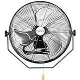 20 in. Industrial Wall Mount Fan, 4600 CFM 3-Speeds High Velocity Fan with Sealed Motor, Heavy Duty Metal Barn Fans for Garage, Workshop and Warehouse, UL Listed