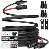 Feotech Twin Wire 20 Feet Solar Extension Cable 10AWG with -IP67- Female and Male Connector, Bonus Two Pairs of Free Connector Solar Panel Adapter kit Tools (4 Pairs connectors)
