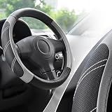 Elantrip Steering Wheel Cover for 14.5" to 15" Wheels, Soft Padded Grip with Anti-Slip Inner Lining, Breathable Comfort for Daily Driving, Easy Stretch Fit for Cars, SUVs and Trucks, Black/Gray