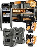 SPYPOINT Flex-M 2-Pack and SD Card 2-Pack with LIT-22 | Cellular Trail Cameras | Best Value in Hunting | No WiFi Needed, GPS-Enabled | Night Vision | IP65 Waterproof | 28MP Photos, 720p Videos