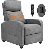 Sweetcrispy Massage Recliner Chair for Adults, Adjustable Home Theater Seating with Lumbar Support, Modern Small Recliners for Small Spaces, Dark Grey