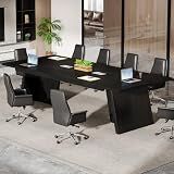 Tribesigns 8ft Conference Table, Large Meeting Table for 8-10 People, Business Seminar Furniture for Office Conference Room (1, Black)