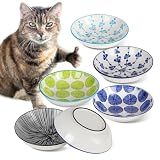Ceramic Cat Food Bowls, 6 Pack 5.7-in Non-Slip Cat Dishes for Food, Water