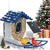 Smart Bird Feeder with Camera Solar Powered & AI Bi rd Identification, 2.4Ghz WiFi Bird feeders for Outdoors, 2K Live Video, Nstant Arrival Alerts - Best Gifts for Bi rd Lovers（Indigo Blue）