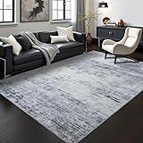 Toneed Abstract Area Rug Modern Washable Rug Soft Non Slip Rug Low Pile for Bedroom Living Room Dining Room Grey 4x6 Feet