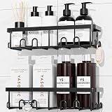 YASONIC Shower Caddy Adhesive, 100% Rustproof Shower Organizer, Large Capacity Shower Shelves for Inside Shower, No Drill Shower Storage for Home (2 Pack Black)