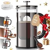 Veken French Press Coffee Maker 34oz, No Plastic Touching Cafe,Thickened Glass Stainless Steel Brewer, Cold Brew Cafetera Tea pot for Kitchen Travel Camping, Gifts, Decor, Bar Accessories, Dark Pewter