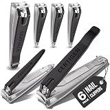 Nail Clippers Set 6 -Pack - Includes Toenail Clippers, Fingernail Clipper, and Finger Nail Clippers for Men and Women Adult, Toe Nail and Fingernail Clipper Kit
