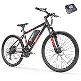QNUT Electric Bike for Adults, 350W 26" Ebike for Teens 21 Speed 20Mph Up to 40Mile with Dual Disc Brake Commute E-Bike E-MTB for Men Women Electric Bicycles (Black-red)