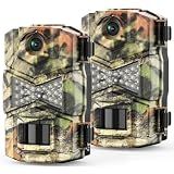 WOSODA 2 Pack Trail Cameras with Night Vision Motion Activated Waterproof,48MP Hunting Game Camera,1080P HD Trail Cam for Wildlife Monitoring,Outdoor Scouting & Security(Non-Cellular Non-WiFi)