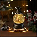 Christmas Snow Globe Lantern - Lighted Musical Water Globes with 6H Timer, Glittering Swirling Santa & Gnomes Scene, Battery/USB Powered Holiday Decoration for Indoor Christmas Decor & Gifts