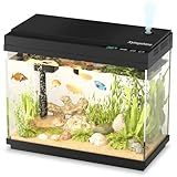 Fish Tank, 2.5Gallon Fish Aquarium,Self Cleaning Fish Tank Aquarium Starter Kit/Humidifier & Essential Oil Diffuser,Touchscreen Control,7-Color LED,3-in-1 Pump,Triple Filtration,Temp/Time Display