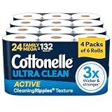 Cottonelle Ultra Clean Toilet Paper, 24 Family Mega Rolls=132 Regular Rolls